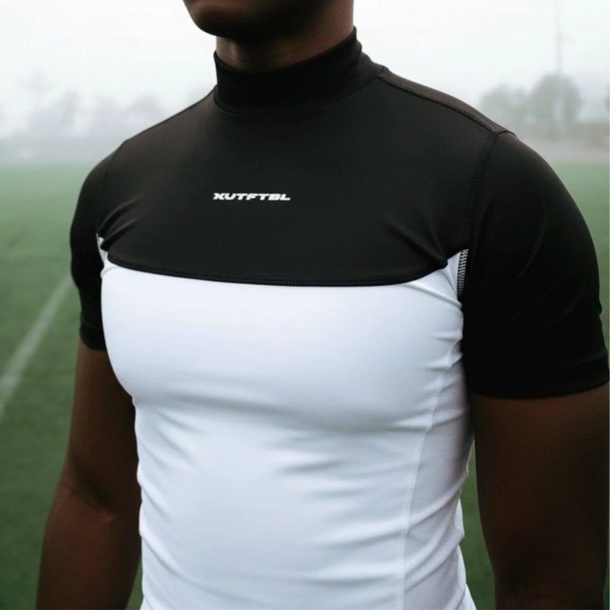 Two-Tone Short Sleeve Turtleneck Compression+ Shirt