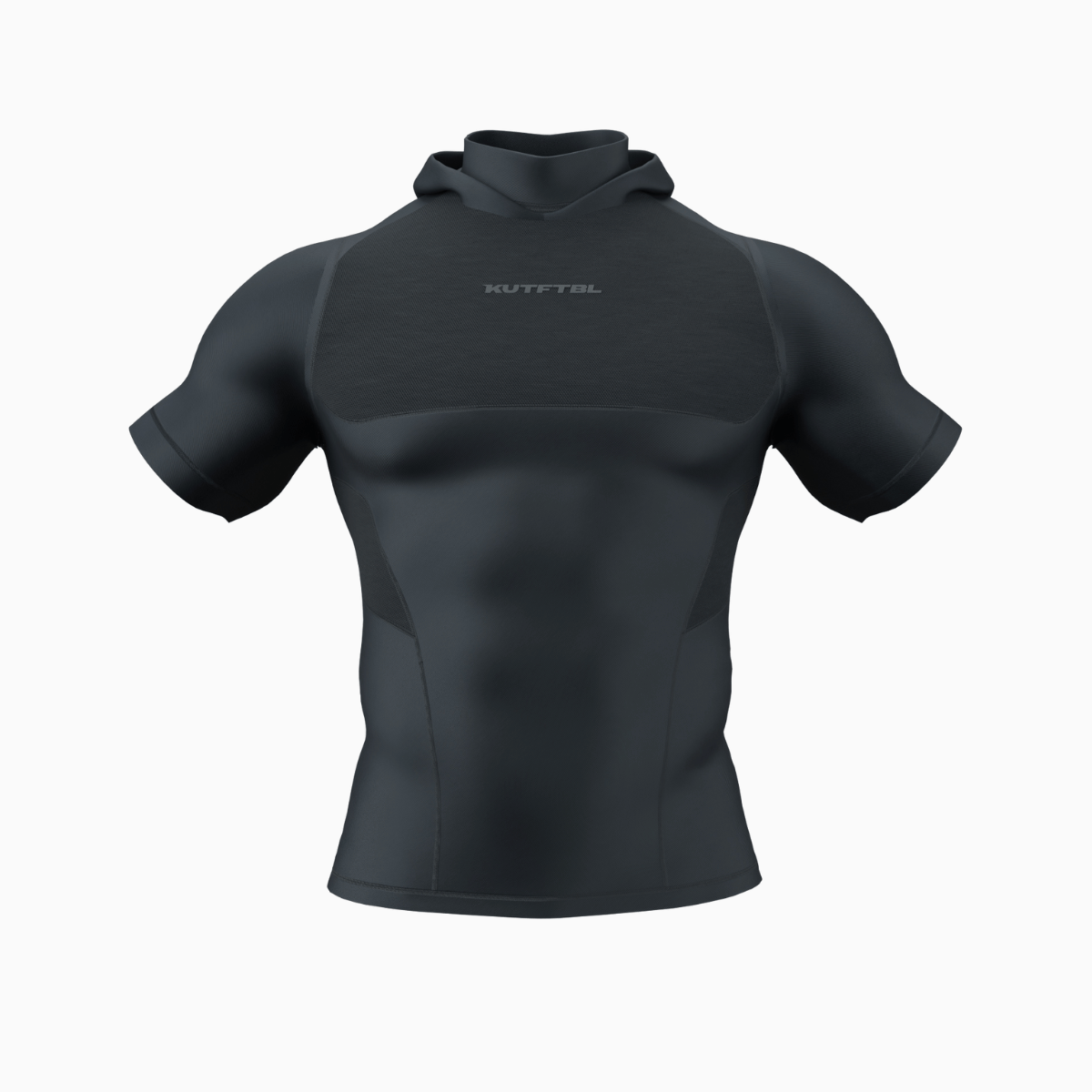 Hooded Short Sleeve Turtleneck Compression Shirt