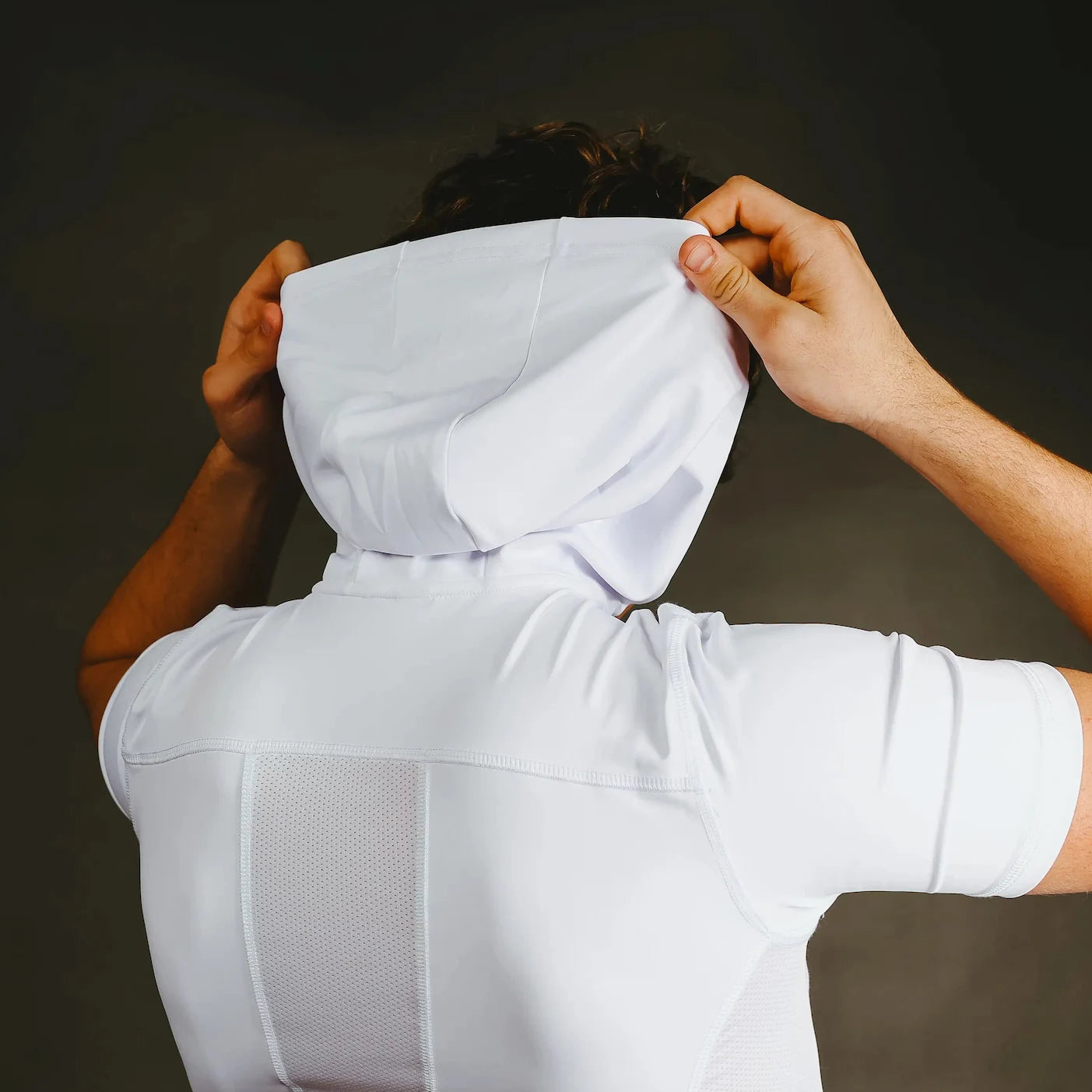 Hooded Short Sleeve Turtleneck Compression Shirt