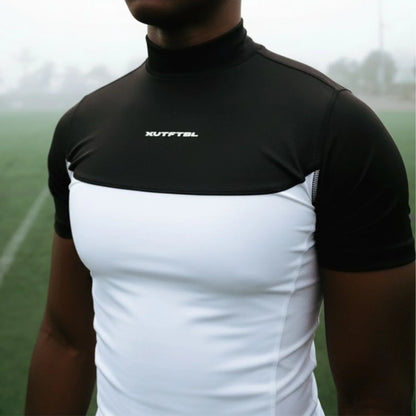 Two-Tone Short Sleeve Turtleneck Compression+ Shirt