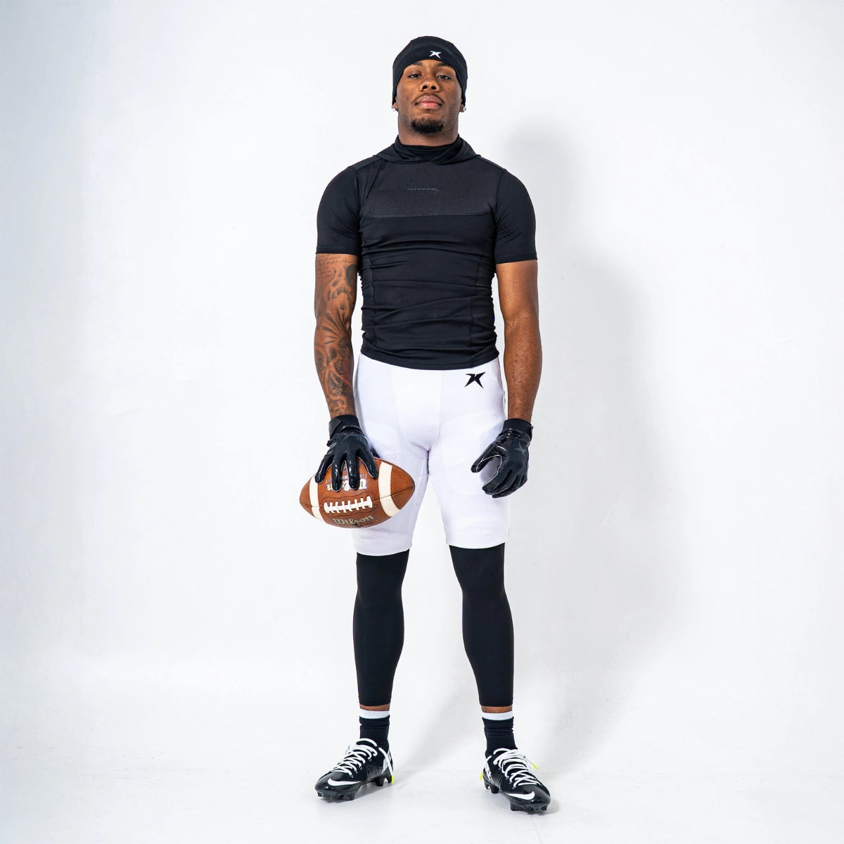 Hooded Short Sleeve Turtleneck Compression Shirt