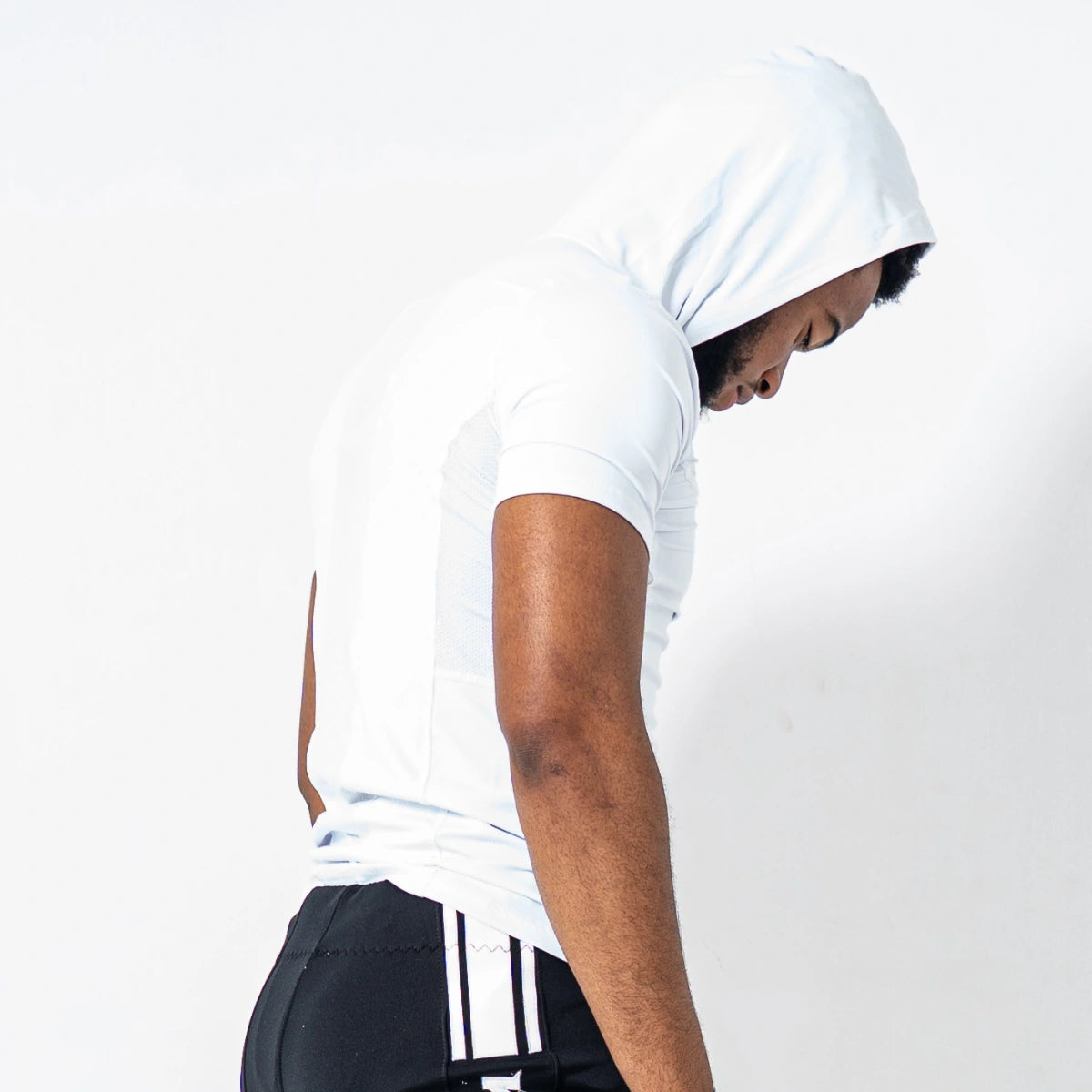Hooded Short Sleeve Turtleneck Compression Shirt