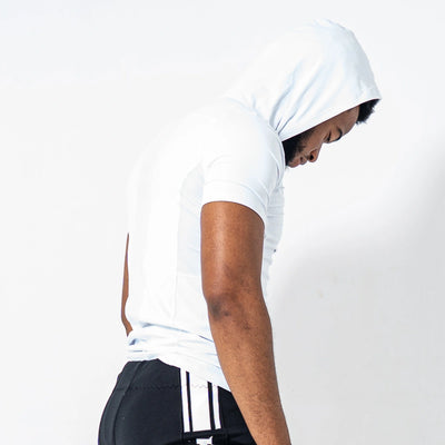 Hooded Short Sleeve Turtleneck Compression Shirt